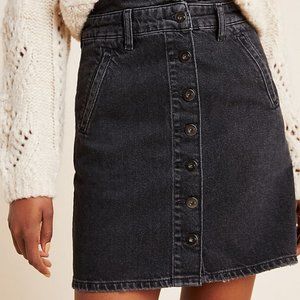 NTW Pilcro Button-Front Denim Mini Skirt